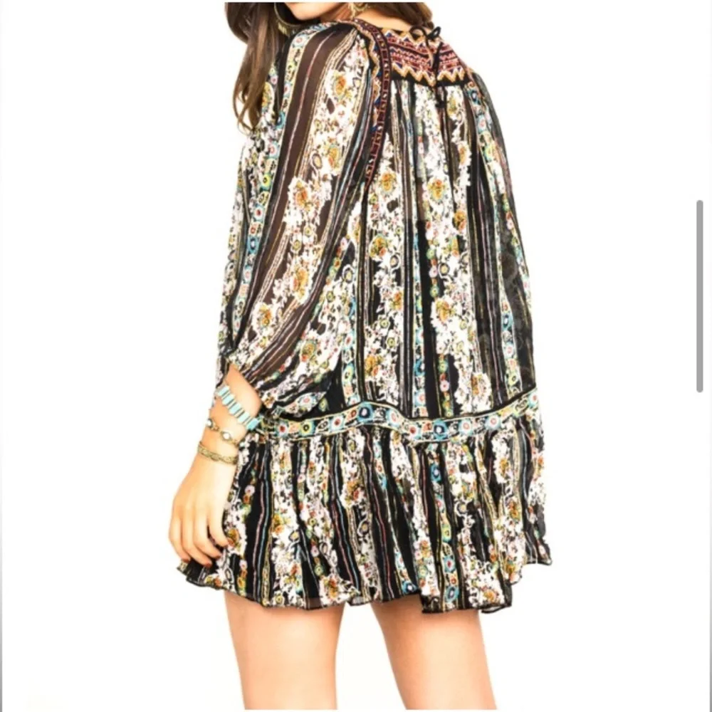 NWT✨$148 Free People Dance Magic Embroidered Sleeve Tunic Dress Black Small - Picture 5 of 10